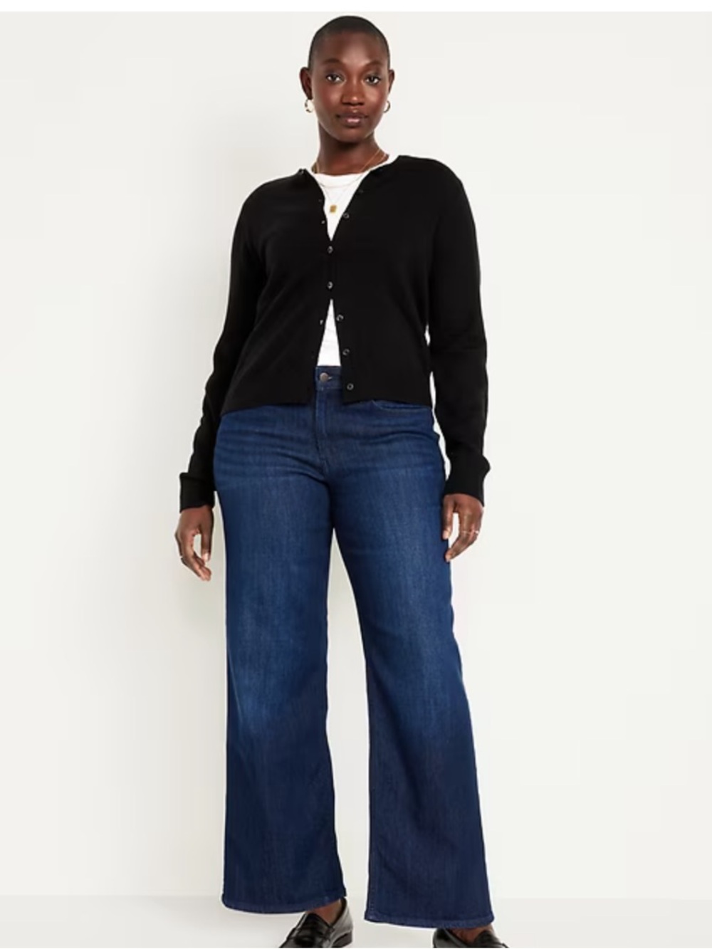 Old Navy high-rise Wow wide leg jeans in dark blue, size 24